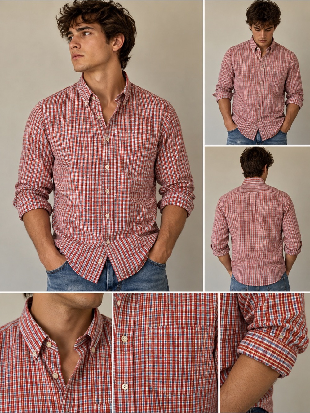 Abercrombie & Fitch Men’s Muscle Fit Plaid Button Down Shirt Medium 100% Cotton